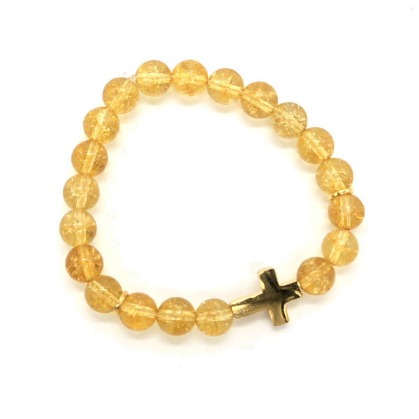bracelet citrine croix doré