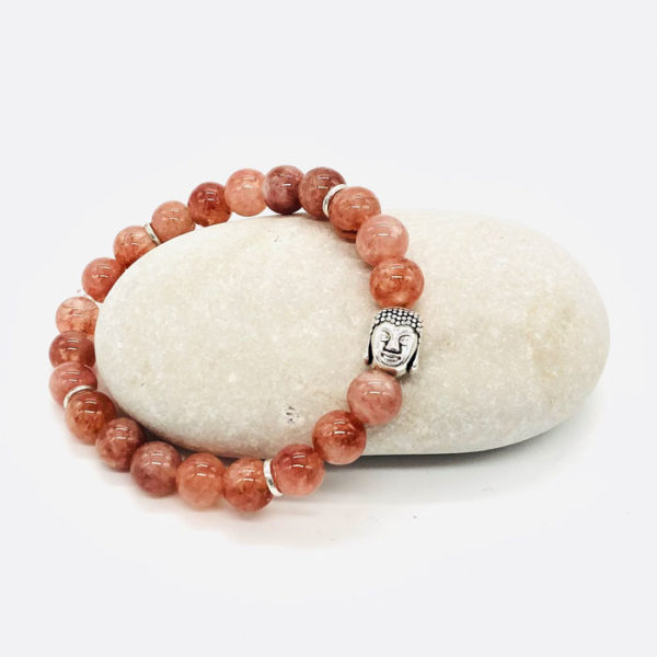 bracelet pierre de lune rosé bouddha